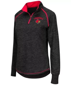 Women's Colosseum Black Louisville Cardinals Bikram 1/4 Zip Long Sleeve Jacket