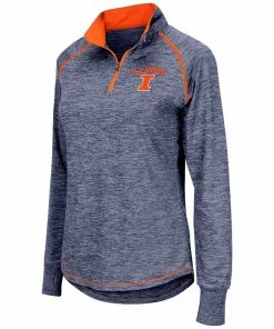 Women's Colosseum Navy Illinois Fighting Illini Bikram Quarter-Zip Long Sleeve Jacket