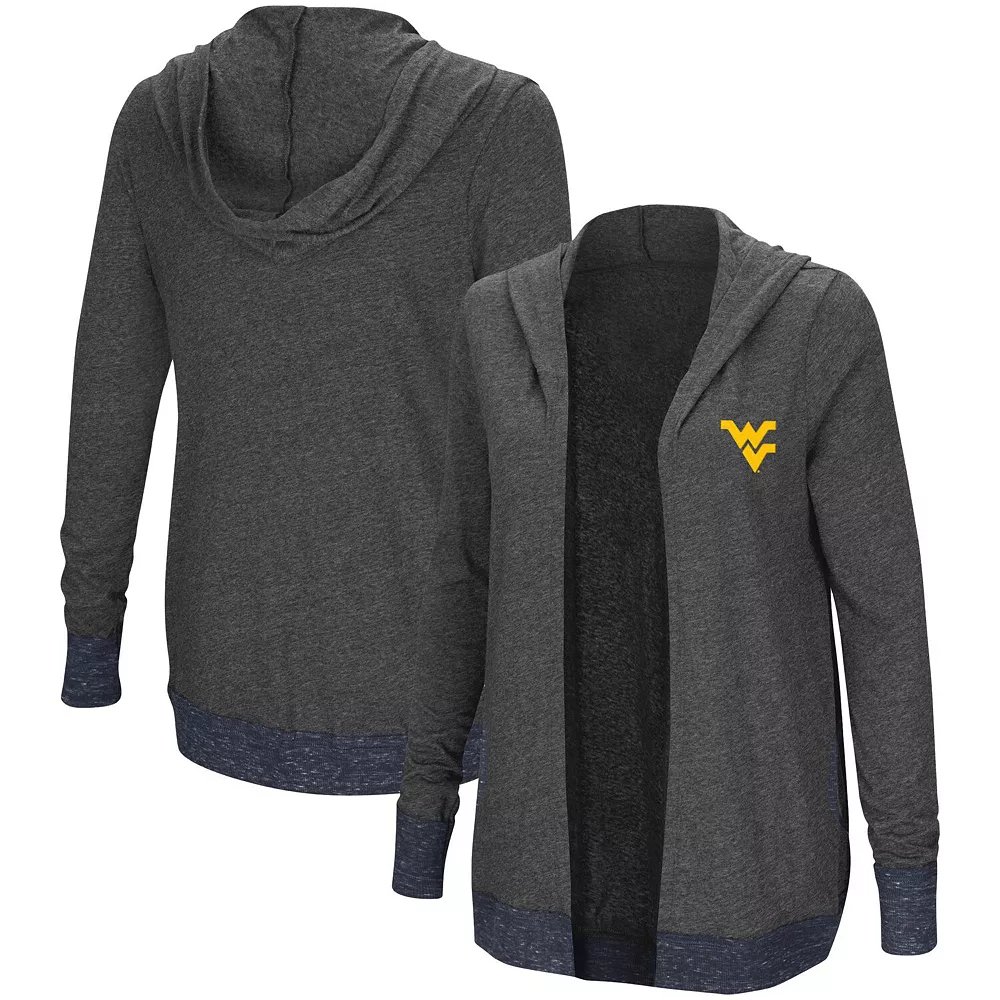 Women's Colosseum Charcoal West Virginia Mountaineers Steeplechase Open Hooded Tri-Blend Cardigan - Image 2