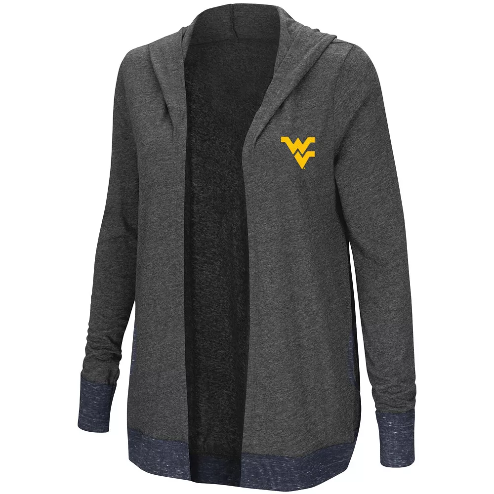 Women's Colosseum Charcoal West Virginia Mountaineers Steeplechase Open Hooded Tri-Blend Cardigan - Image 3