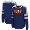 Women's Colosseum Navy Syracuse Orange Trey Dolman Long Sleeve T-Shirt