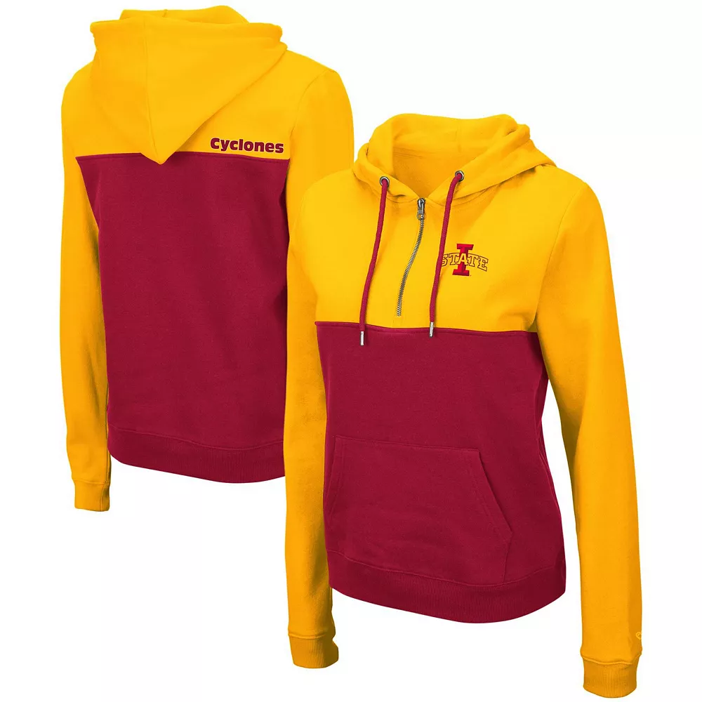 Women's Colosseum Gold/Red Iowa State Cyclones Aidan Half-Zip Hoodie