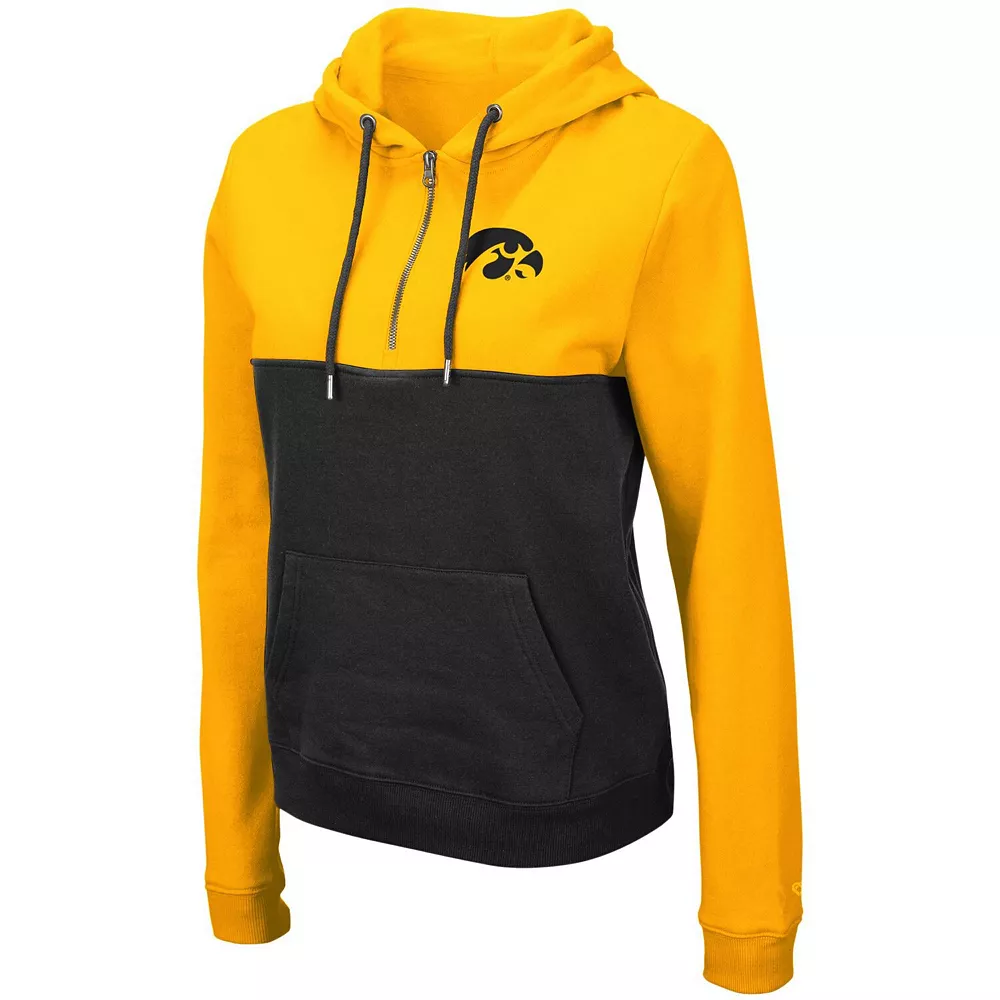 Women's Colosseum Gold/Charcoal Iowa Hawkeyes Aidan Half-Zip Hoodie - Image 3