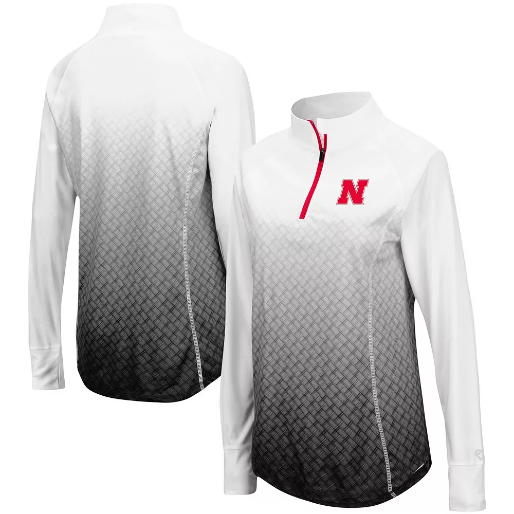 Women's Colosseum Black Nebraska Cornhuskers Magic Ombre Quarter-Zip Raglan Jacket