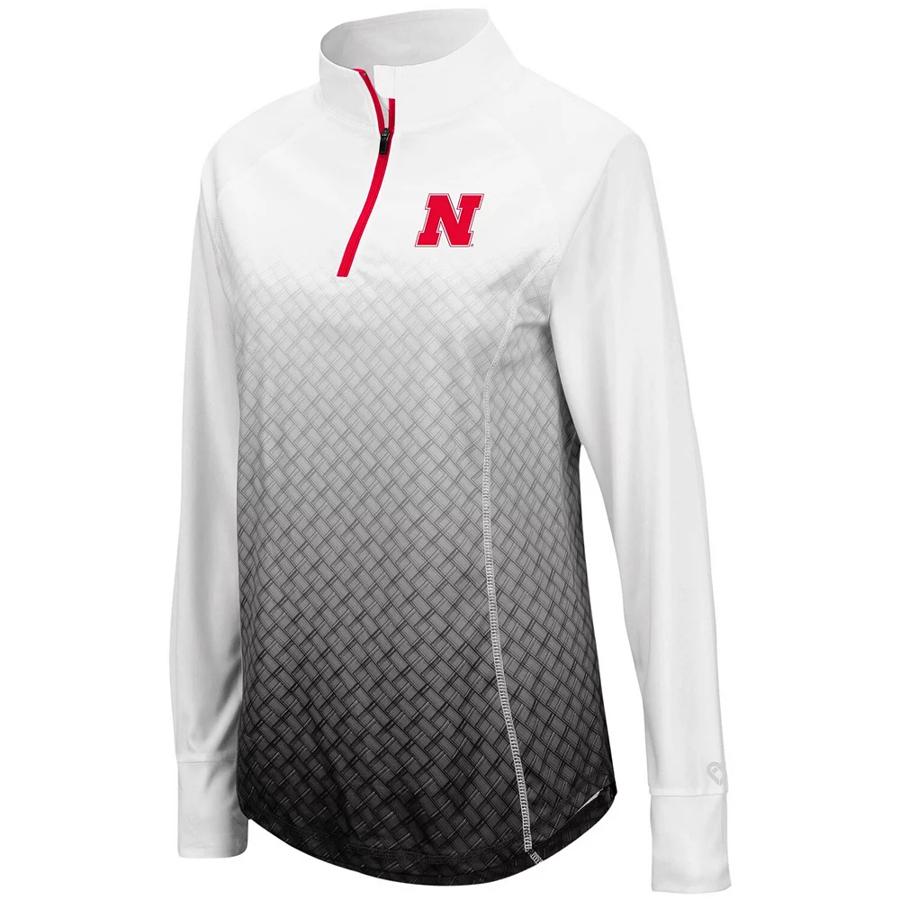 Women's Colosseum Black Nebraska Cornhuskers Magic Ombre Quarter-Zip Raglan Jacket - Image 2
