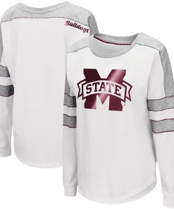 Women's Colosseum White Mississippi State Bulldogs Trey Dolman Long Sleeve T-Shirt