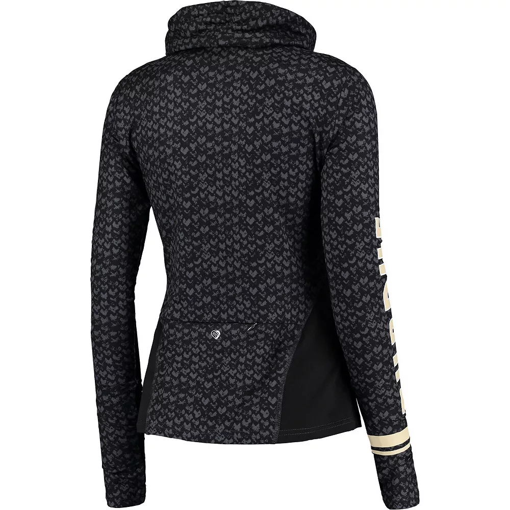 Women's Colosseum Black Purdue Boilermakers Scaled Cowl Neck Pullover Hoodie - Image 4