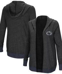 Women's Colosseum Charcoal Penn State Nittany Lions Plus Size Steeplechase Open Hooded Tri-Blend Cardigan