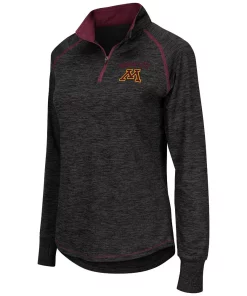 Women's Colosseum Black Minnesota Golden Gophers Bikram 1/4 Zip Long Sleeve Jacket
