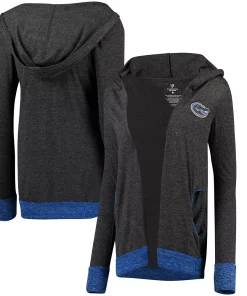 Women's Colosseum Charcoal Florida Gators Steeplechase Open Hooded Tri-Blend Cardigan