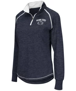 Women's Colosseum Navy Penn State Nittany Lions Bikram 1/4 Zip Long Sleeve Jacket