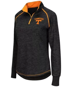 Women's Colosseum Black Tennessee Volunteers Bikram Quarter-Zip Long Sleeve Jacket