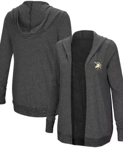 Women's Colosseum Charcoal Army Black Knights Steeplechase Open Hooded Tri-Blend Cardigan