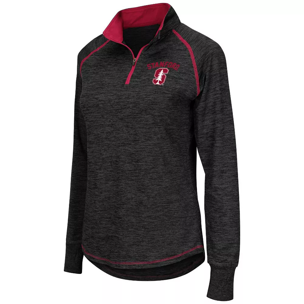 Women's Colosseum Black Stanford Cardinal Bikram 1/4 Zip Long Sleeve Jacket