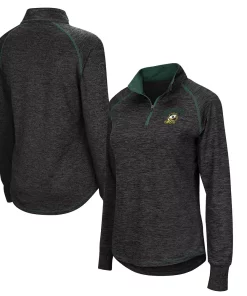 Women's Colosseum Heathered Black Oregon Ducks Bikram Quarter-Zip Pullover Jacket