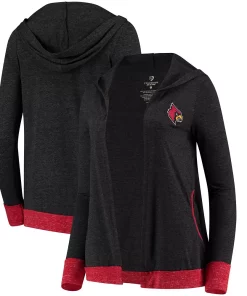 Women's Colosseum Charcoal Louisville Cardinals Steeplechase Open Hooded Tri-Blend Cardigan