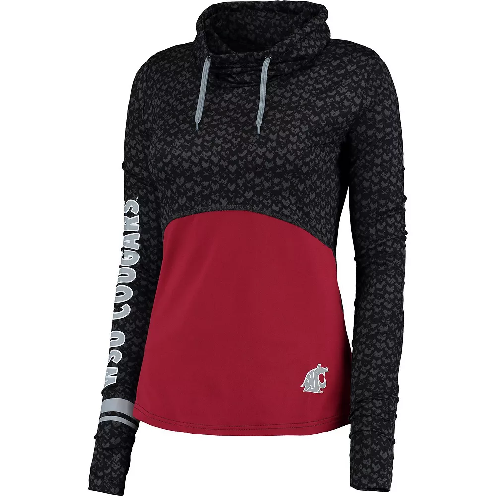 Women's Colosseum Black/Crimson Washington State Cougars Scaled Cowl Neck Pullover Hoodie - Image 3