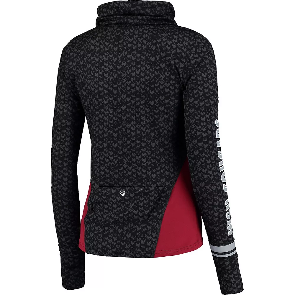Women's Colosseum Black/Crimson Washington State Cougars Scaled Cowl Neck Pullover Hoodie - Image 4
