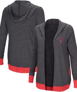 Women's Colosseum Charcoal Texas Tech Red Raiders Steeplechase Open Cardigan with Hood