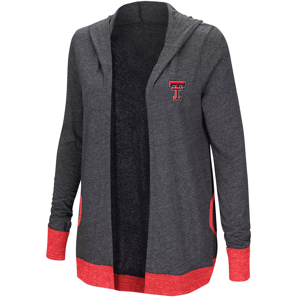 Women's Colosseum Charcoal Texas Tech Red Raiders Steeplechase Open Cardigan with Hood - Image 2