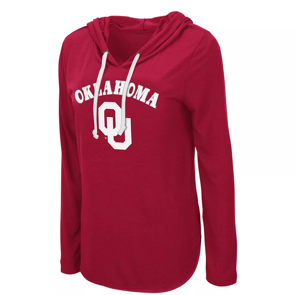 Women's Colosseum Crimson Oklahoma Sooners My Lover Hooded Long Sleeve T-Shirt - Image 3