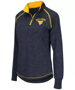 Women's Colosseum Navy West Virginia Mountaineers Bikram 1/4 Zip Long Sleeve Jacket