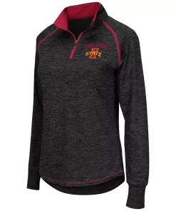 Women's Colosseum Black Iowa State Cyclones Bikram 1/4 Zip Long Sleeve Jacket