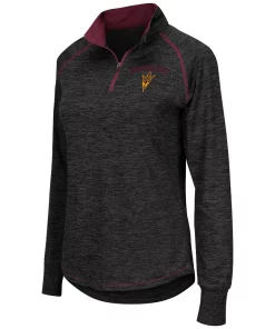 Women's Colosseum Black Arizona State Sun Devils Bikram 1/4 Zip Long Sleeve Jacket