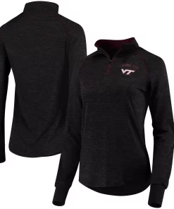 Women's Colosseum Black Virginia Tech Hokies Bikram 1/4 Zip Long Sleeve Jacket