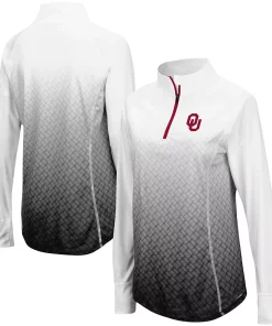 Women's Colosseum Black Oklahoma Sooners Magic Ombre Quarter-Zip Raglan Jacket