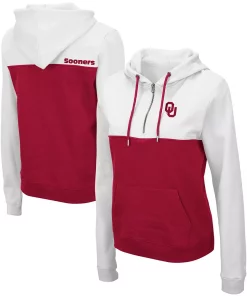 Women's Colosseum White Oklahoma Sooners Aidan Half-Zip Pullover Hoodie