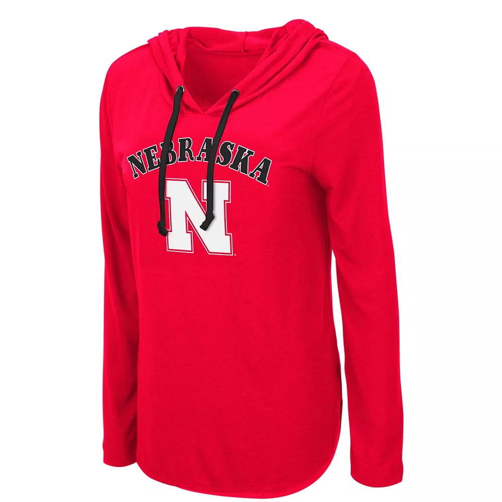 Women's Colosseum Scarlet Nebraska Huskers My Lover Long Sleeve Hoodie T-Shirt - Image 3