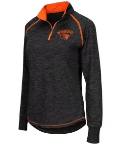 Women's Colosseum Black Oregon State Beavers Bikram 1/4 Zip Long Sleeve Jacket