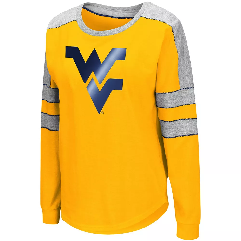 Women's Colosseum Gold West Virginia Mountaineers Trey Dolman Long Sleeve T-Shirt - Image 3