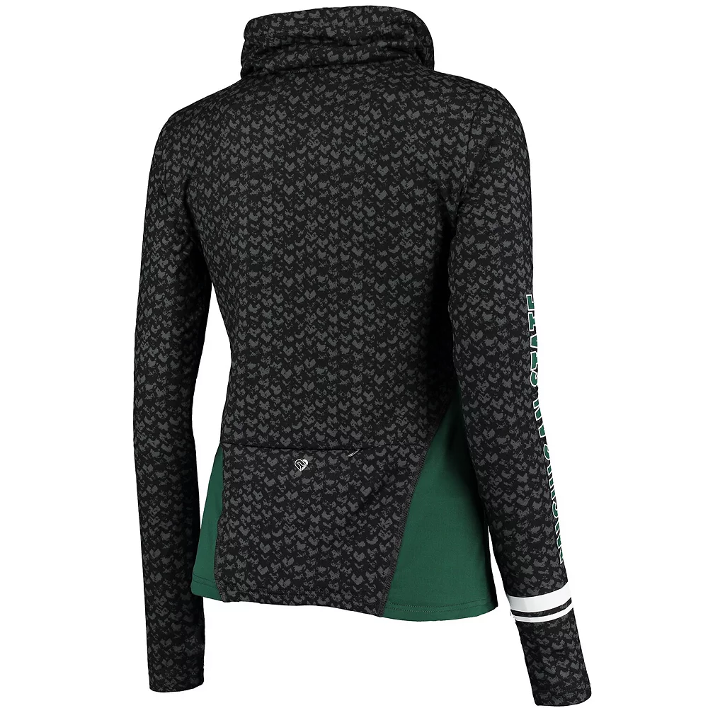 Women's Colosseum Black/Green Michigan State Spartans Scaled Cowl Neck Pullover Hoodie - Image 4