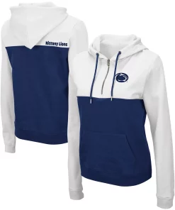 Women's Colosseum White/Navy Penn State Nittany Lions Aidan Half-Zip Hoodie