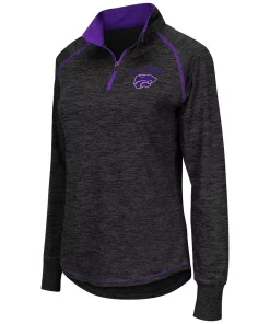 Women's Colosseum Black Kansas State Wildcats Bikram 1/4 Zip Long Sleeve Jacket