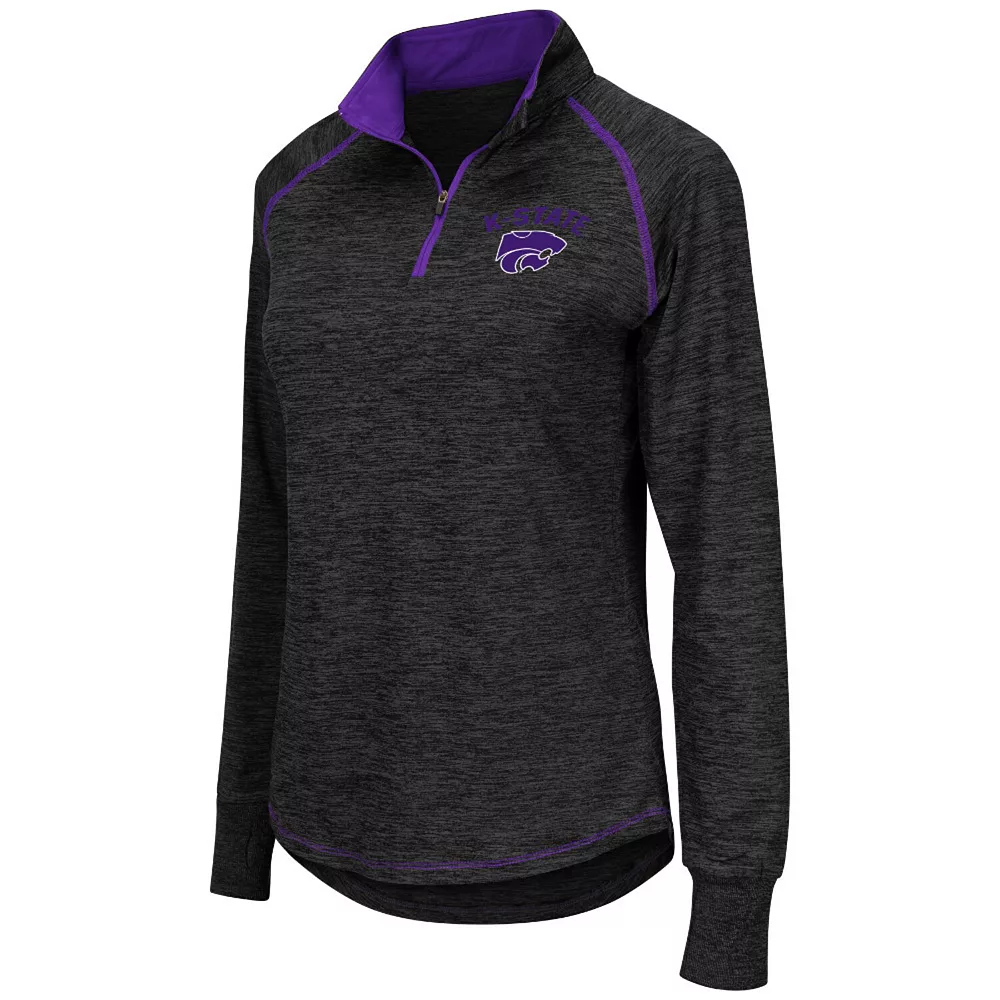 Women's Colosseum Black Kansas State Wildcats Bikram 1/4 Zip Long Sleeve Jacket