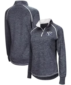 Women's Colosseum Navy BYU Cougars Bikram Quarter-Zip Pullover Jacket