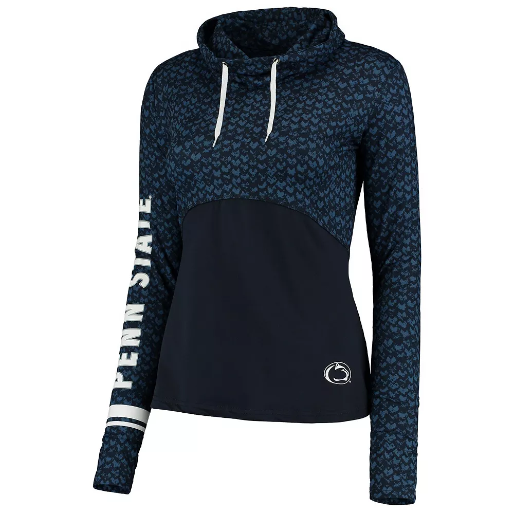Women's Colosseum Navy Penn State Nittany Lions Scaled Cowl Neck Pullover Hoodie - Image 3
