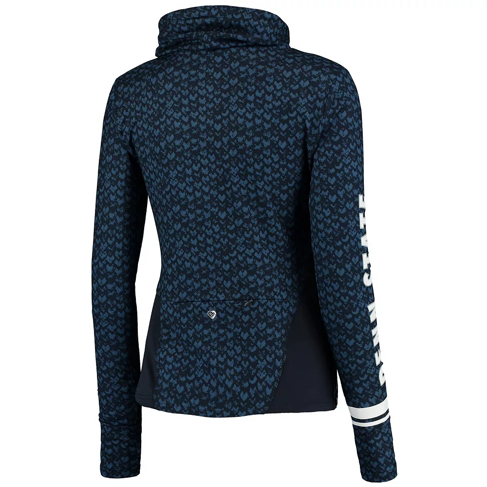 Women's Colosseum Navy Penn State Nittany Lions Scaled Cowl Neck Pullover Hoodie - Image 4