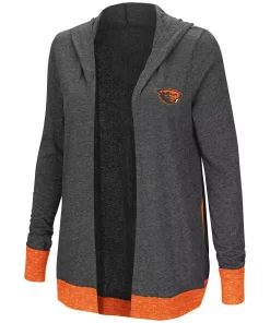 Women's Colosseum Charcoal Oregon State Beavers Steeplechase Open Hooded Tri-Blend Cardigan