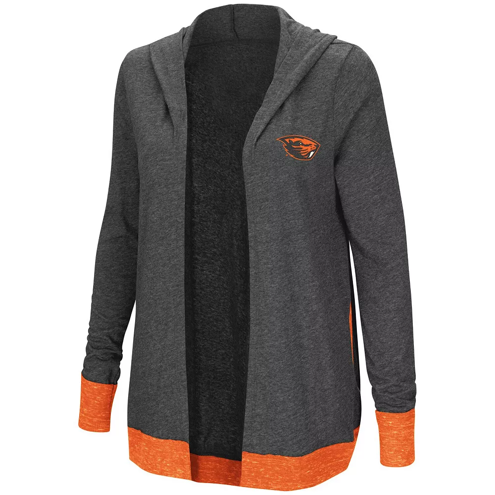 Women's Colosseum Charcoal Oregon State Beavers Steeplechase Open Hooded Tri-Blend Cardigan