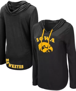Women's Colosseum Black Iowa Hawkeyes My Lover Long Sleeve Hoodie T-Shirt