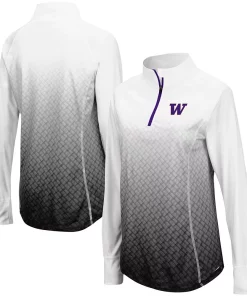 Women's Colosseum Black Washington Huskies Magic Ombre Quarter-Zip Raglan Jacket