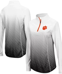 Women's Colosseum Black Clemson Tigers Magic Ombre Quarter-Zip Raglan Jacket