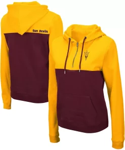 Women's Colosseum Gold/Maroon Arizona State Sun Devils Aidan Half-Zip Hoodie
