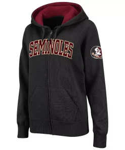 Women's Stadium Athletic Black Florida State Seminoles Arched Name Full-Zip Hoodie