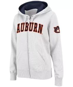 Women's Stadium Athletic White Auburn Tigers Arched Name Full-Zip Hoodie