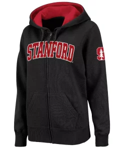 Women's Stadium Athletic Black Stanford Cardinal Arched Name Full-Zip Hoodie